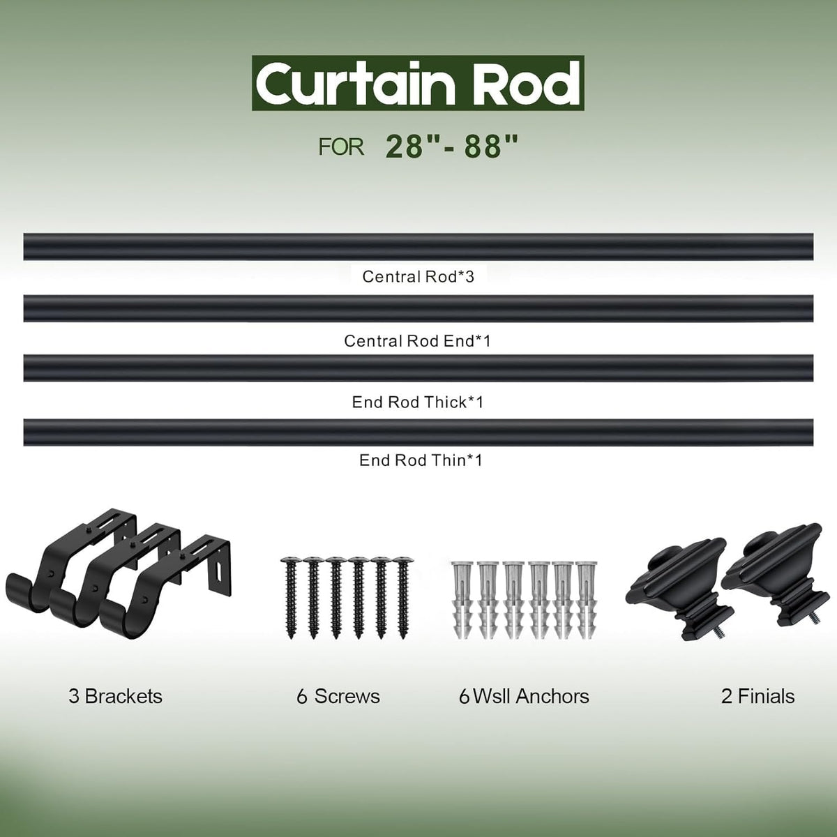 BRIOFOX packaging shows complete curtain rod set for quick installation.