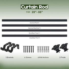 BRIOFOX packaging shows complete curtain rod set for quick installation.