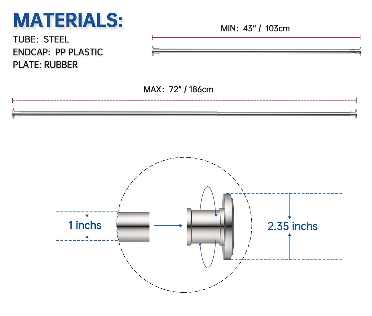 BRIOFOX rod shown in bathroom, shower stall and window applications