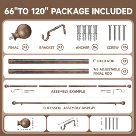 BRIOFOX iron curtain rod with brackets and screws for secure mounting