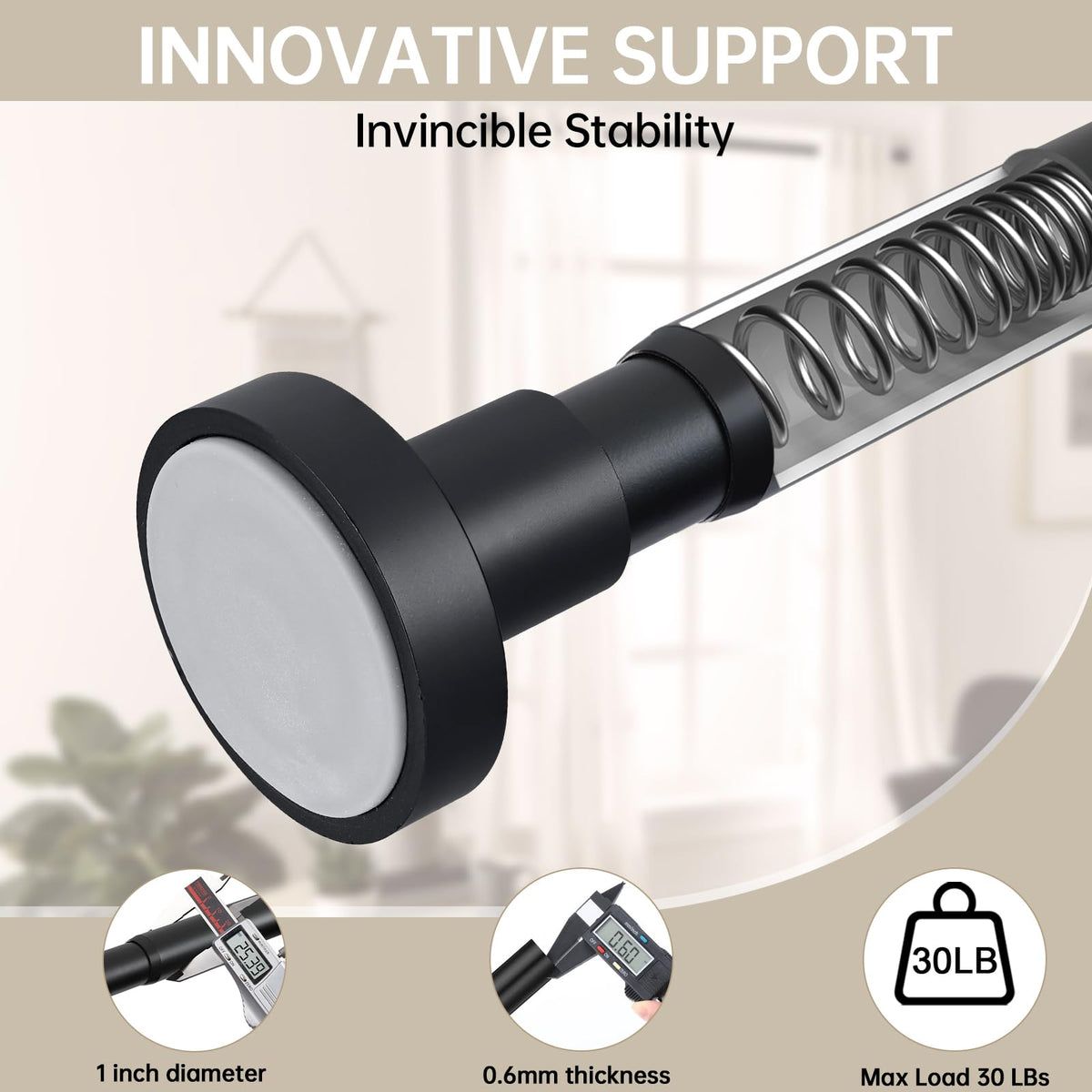 BRIOFOX matte black finish shower rod for a modern bathroom look.