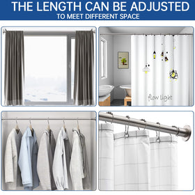BRIOFOX satin nickel shower rod used for multiple applications like windows and closets