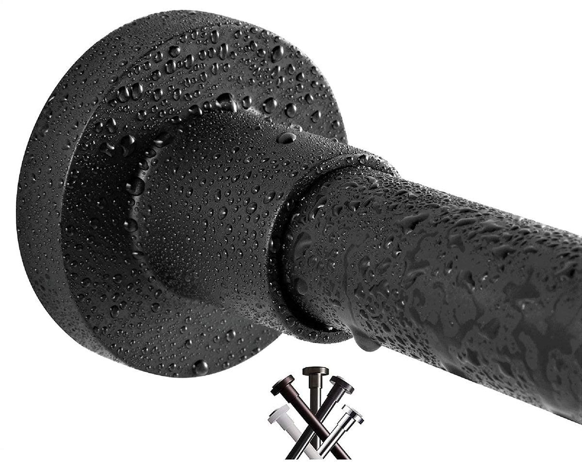 BRIOFOX shower curtain rod 43-73 inches in matte black, adjustable and stylish.