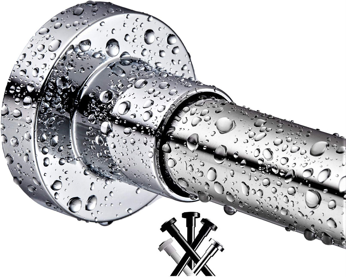 BRIOFOX shower rod with non-slip plate for stable, no-movement mounting.