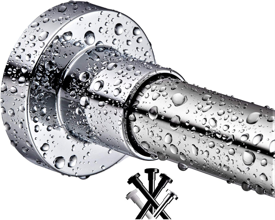 BRIOFOX shower rod with non-slip plate for stable, no-movement mounting.