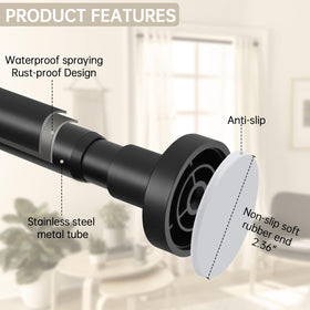 BRIOFOX stainless steel shower rod demonstrating rustproof finish for longevity.