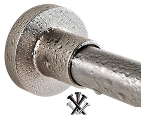 BRIOFOX tension rod in brushed nickel provides strong support for heavy curtains.