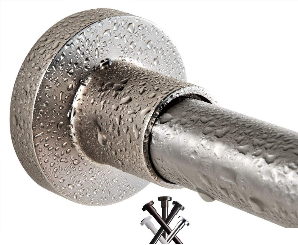 BRIOFOX tension rod in brushed nickel provides strong support for heavy curtains.