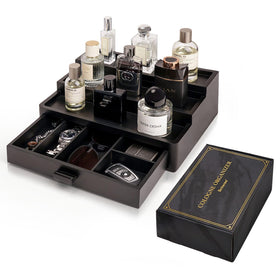 BRITEREE Cologne Organizer 3-tier stand neatly displays bottles on a dresser