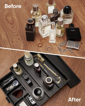 BRITEREE bottom drawer stores watches, keys, and small accessories