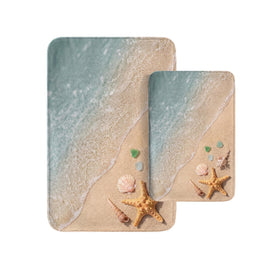 Britimes Beach Starfish Sea Shell Ocean rug 16x24 close-up shows soft microfiber and coastal color.