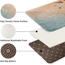 Britimes Beach Starfish Sea Shell Ocean rug in kitchen area showcases absorbent fibers for spills.