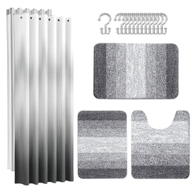 Britimes Grey Stripes shower curtain with waffle weave adds soft texture and style to your bathroom.