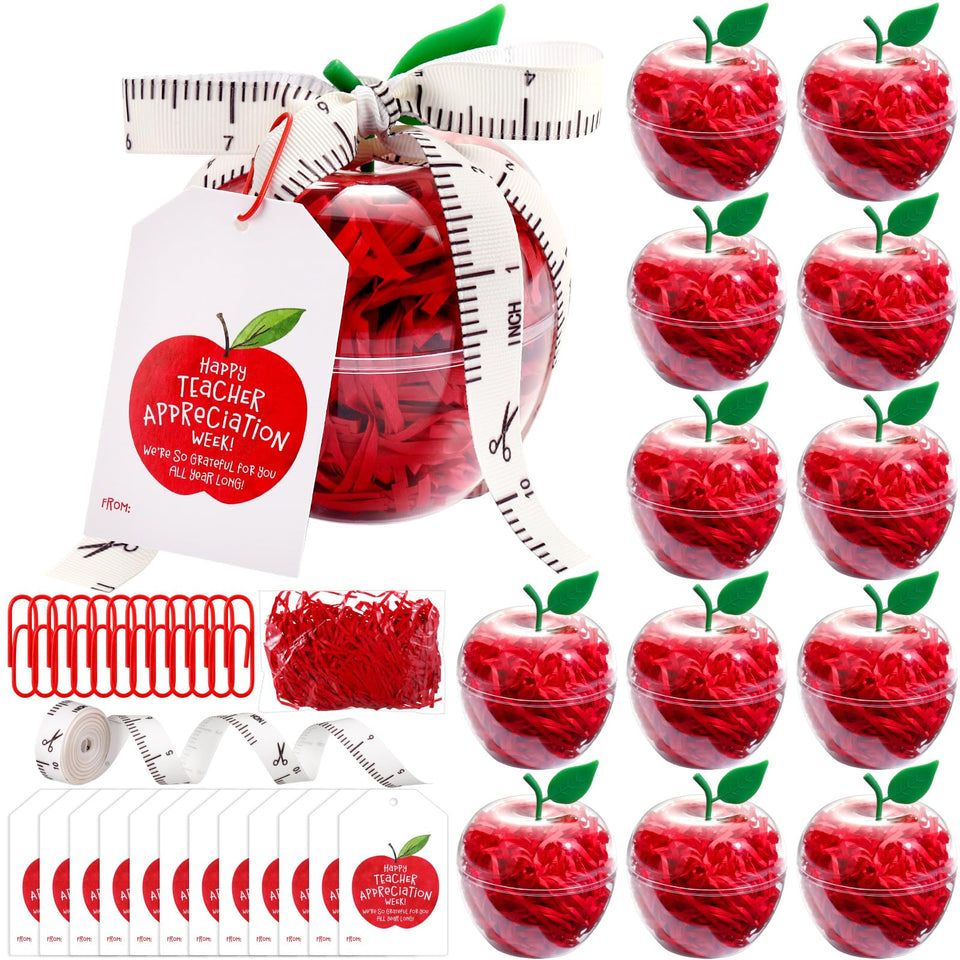 Briwooody clear apple gift box with tag for teacher appreciation.