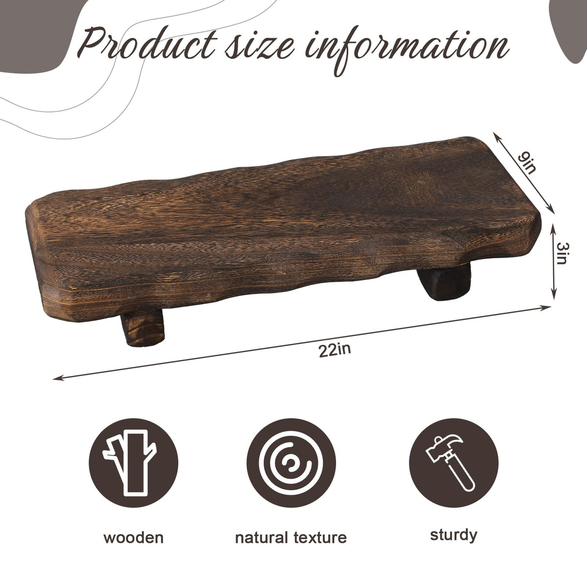 Briwooody large wood pedestal stand highlights elevated soaps and candles.