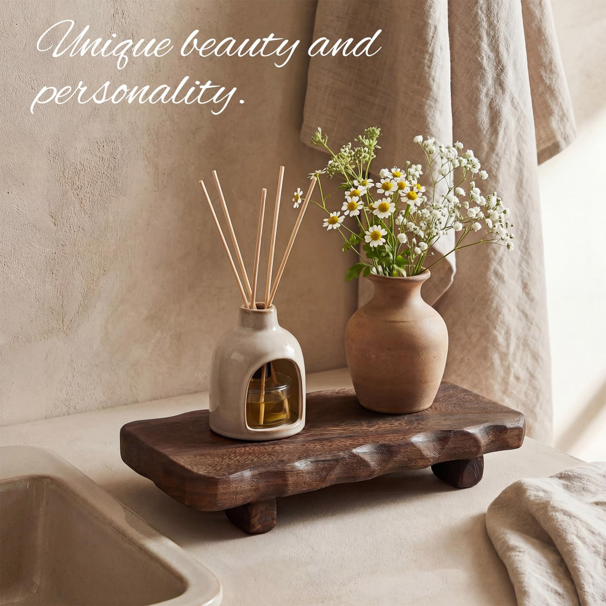 Briwooody soap candle jewelry display helps organize counter items.