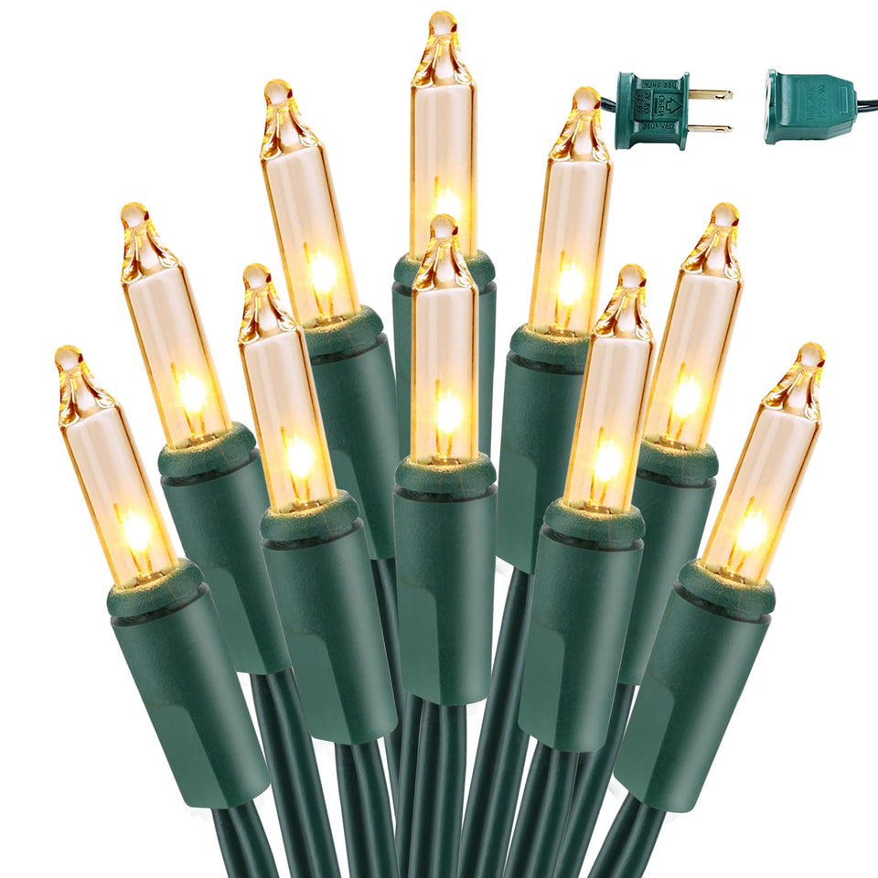 BrizLabs clear Christmas lights two-pack with 150 bulbs per strand for bright outdoor decor