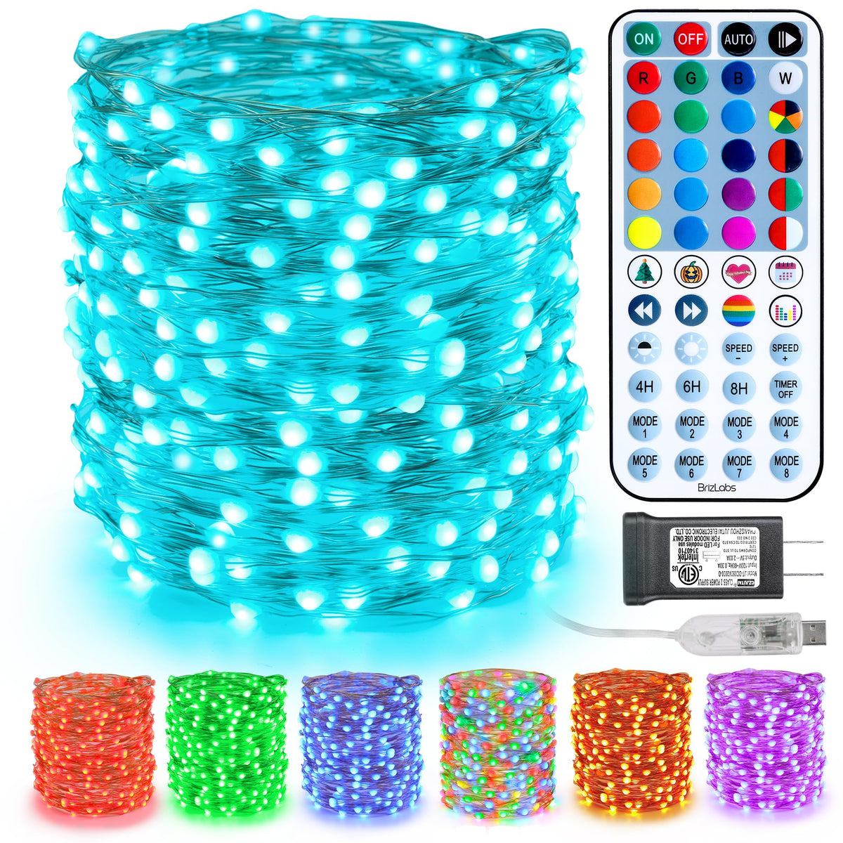 BrizLabs color changing fairy lights 66ft LED string for versatile indoor decoration.