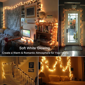 BrizLabs warm white incandescent lights on green wire ideal for tree lighting