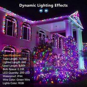 Brizled brightness and speed controls tailor mood from soft to festive.