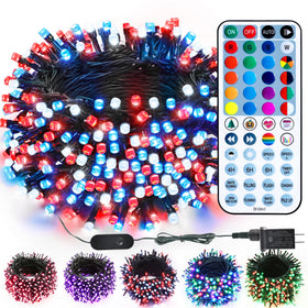Brizled color changing RGB Christmas lights in 66ft for versatile holiday decorating.