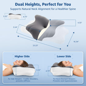 BRO ergonomic neck pillow supports side, back, and stomach sleepers