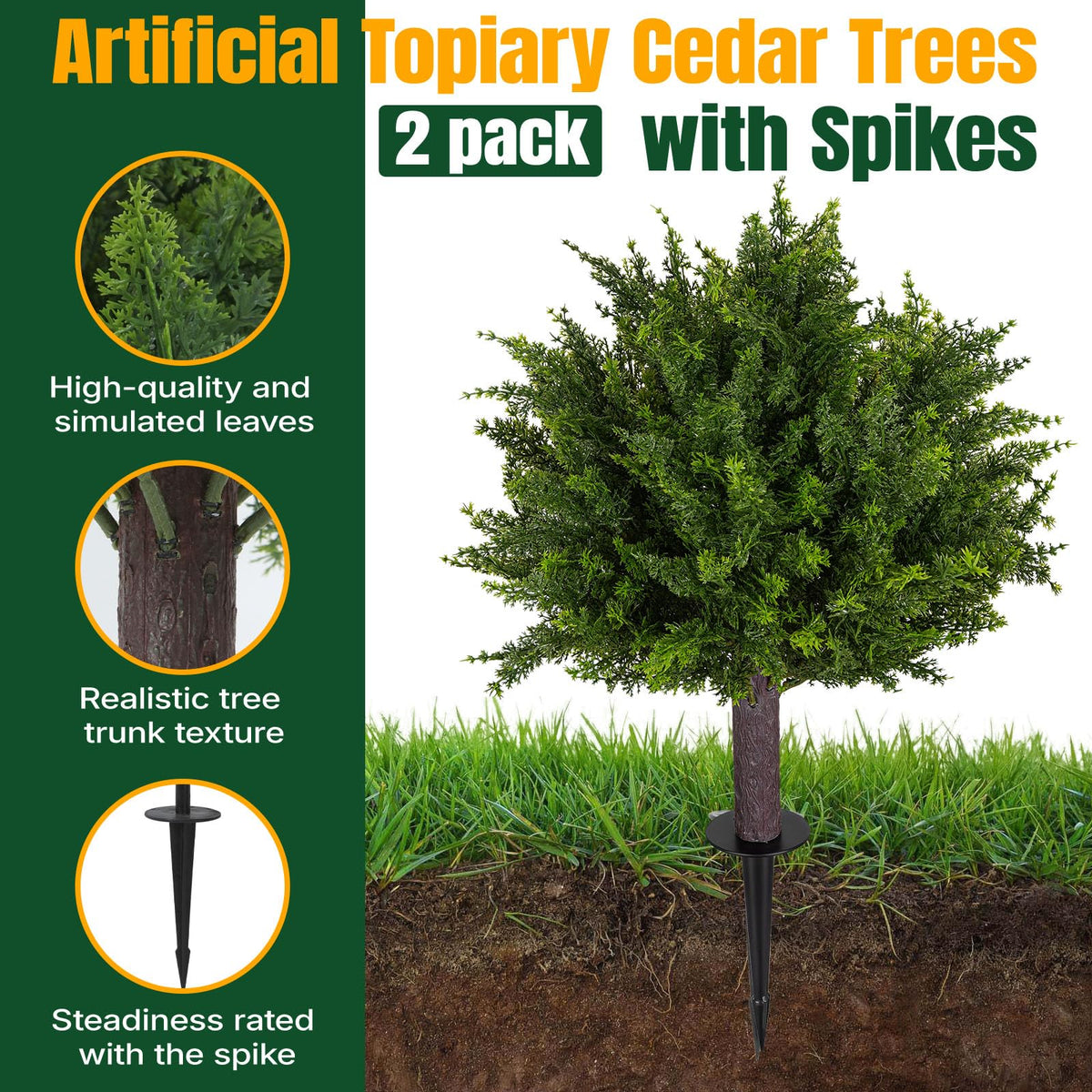 Broiscy cedar topiary foliage detail with natural color and leaves