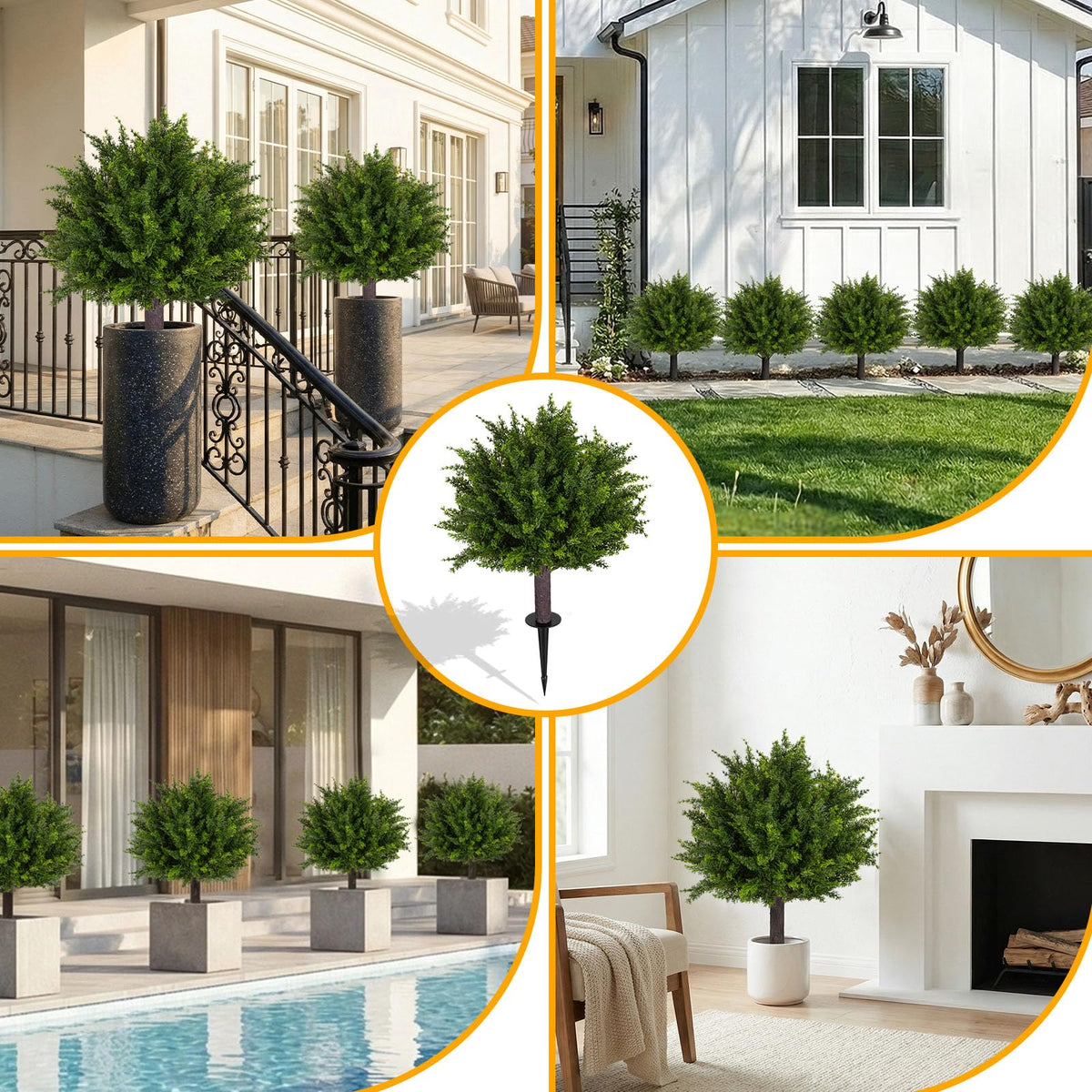 UV-resistant Broiscy topiary cedar tree foliage stays vibrant outdoors
