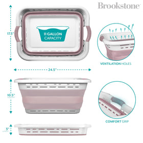 Brookstone BPA-free plastic basket offers safe, durable laundry storage.