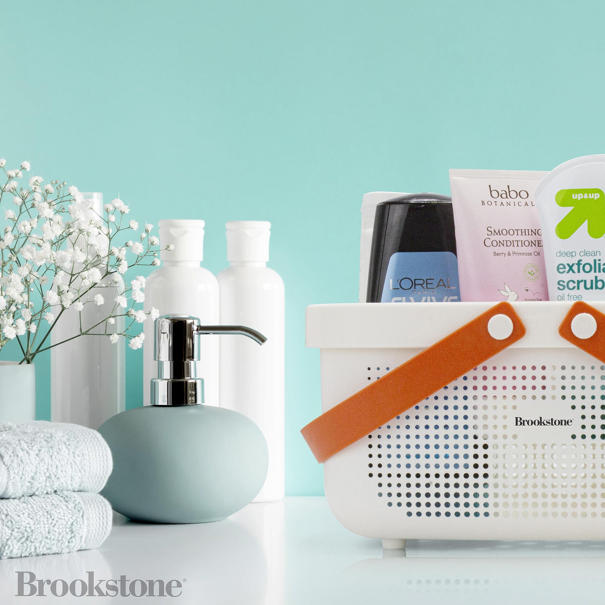 Brookstone portable organizer demonstrates versatility for home use beyond the shower.