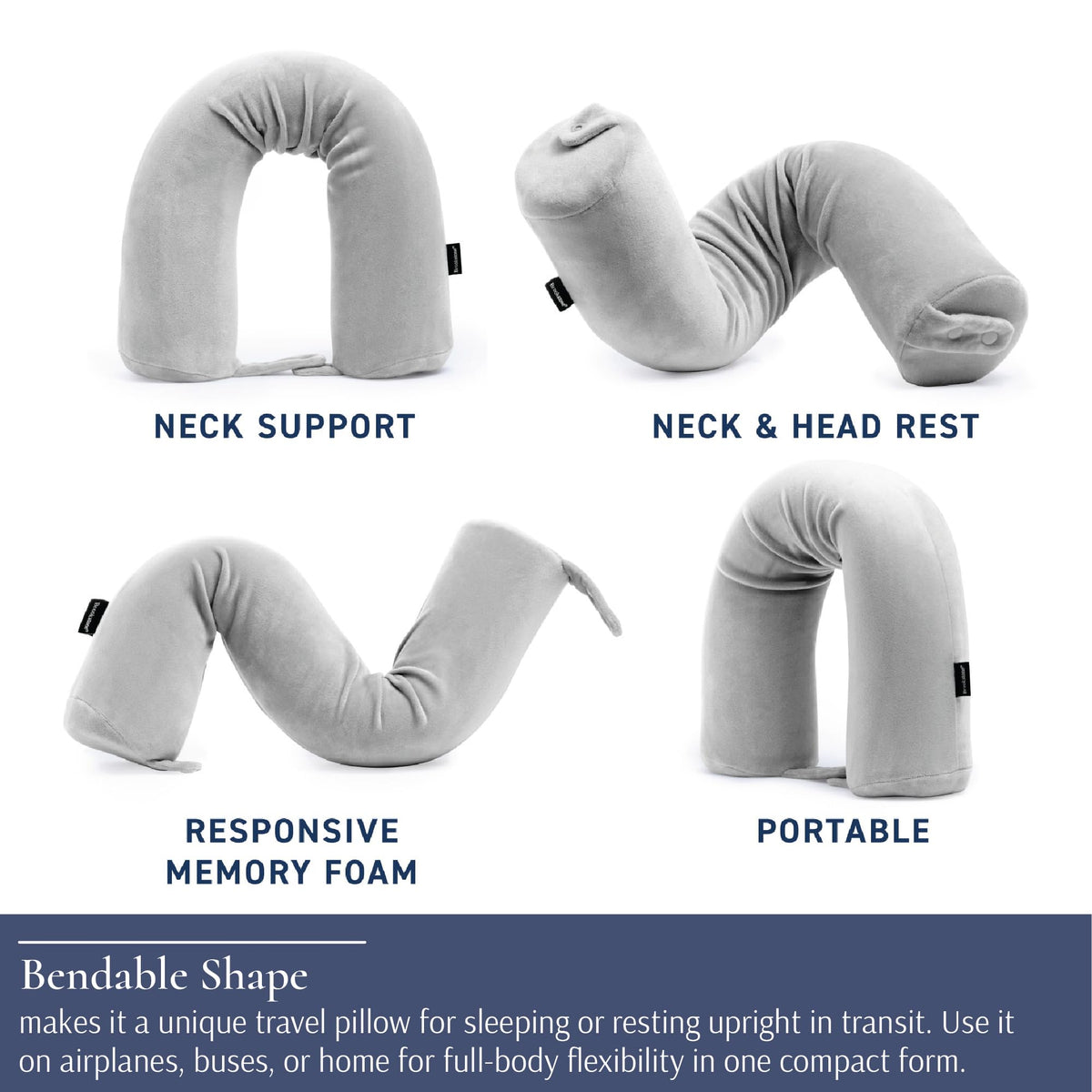 Brookstone Free Form Travel Pillow is lightweight and portable for easy packing.