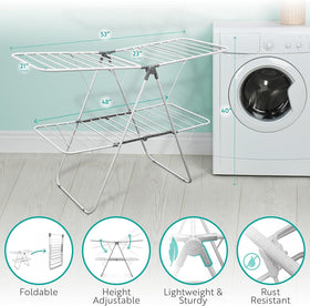 Brookstone freestanding garment rack provides portable drying anywhere.