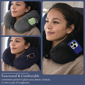 Brookstone microbead neck pillow fleece side for warmth and comfort