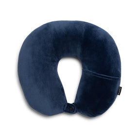 Brookstone Microbead Neck Pillow: front view shows plush fleece for cozy neck support.