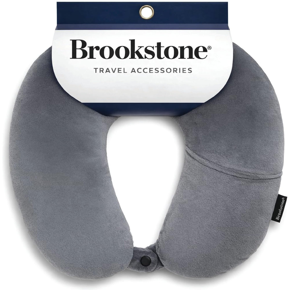 Brookstone microbead neck pillow front view offering stable neck support for travel