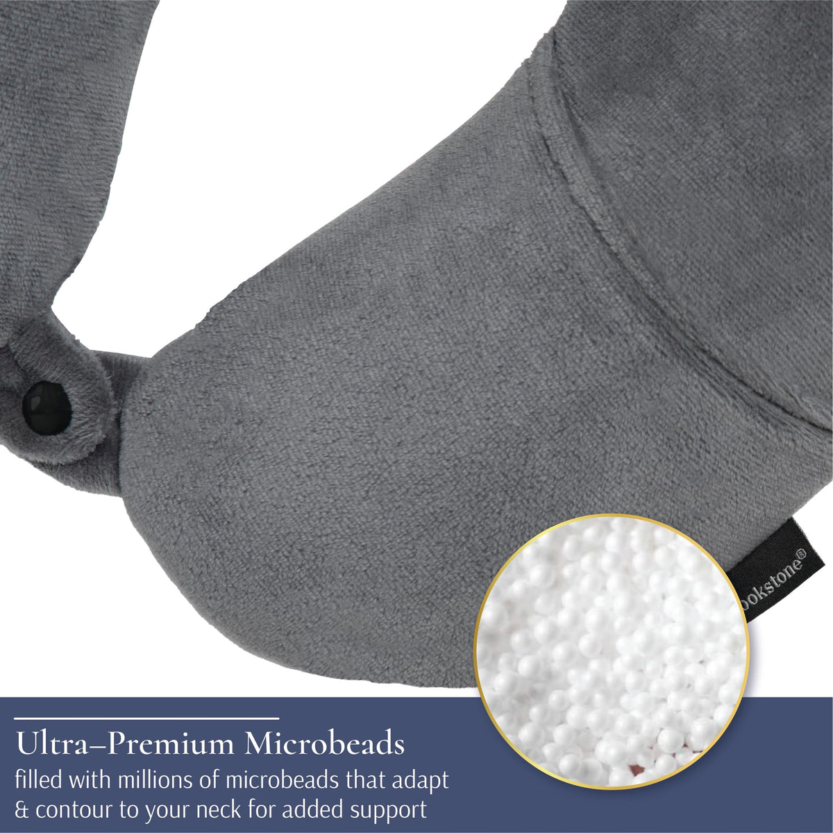 Brookstone microbead neck pillow microfiber side with breathable cooling fabric