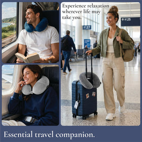 Brookstone microbead neck pillow pocket open for quick phone storage