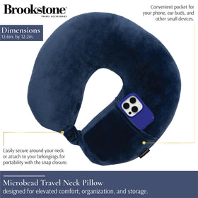 Brookstone Microbead Neck Pillow: side view highlights breathable microfiber spandex on the reverse side.