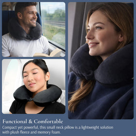 Brookstone Travel Neck Pillow compact and travel-ready with luggage snap closure.