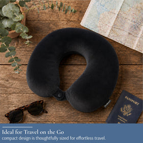 Brookstone Travel Neck Pillow versatile for airplane, car, train journeys and naps.