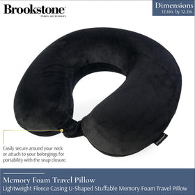 Brookstone Travel Neck Pillow ergonomic U-shaped design keeps head stable during long trips.