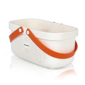 Brookstone white bath tote design blends with any bathroom decor.
