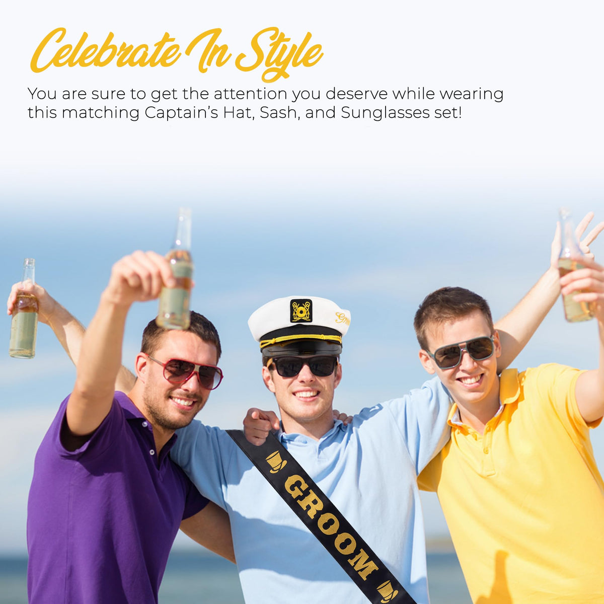 Brosash groom sunglasses with Groom side print for playful group shots