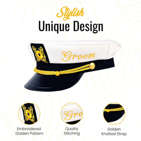 Brosash captain hat detail close-up showing premium finish