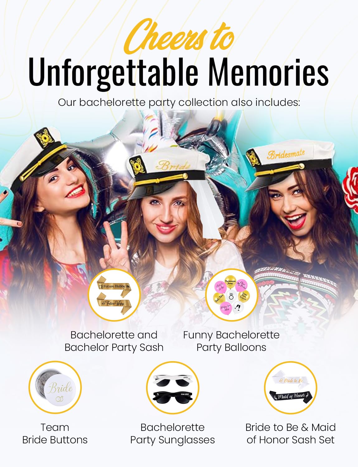 Brosash model wearing hat, festive bachelorette look