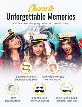 Brosash model wearing hat, festive bachelorette look