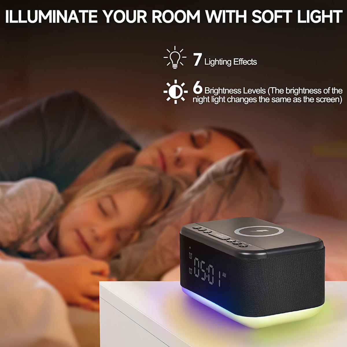 Broserengy Tech built-in Bluetooth speakers deliver clear wake-up audio