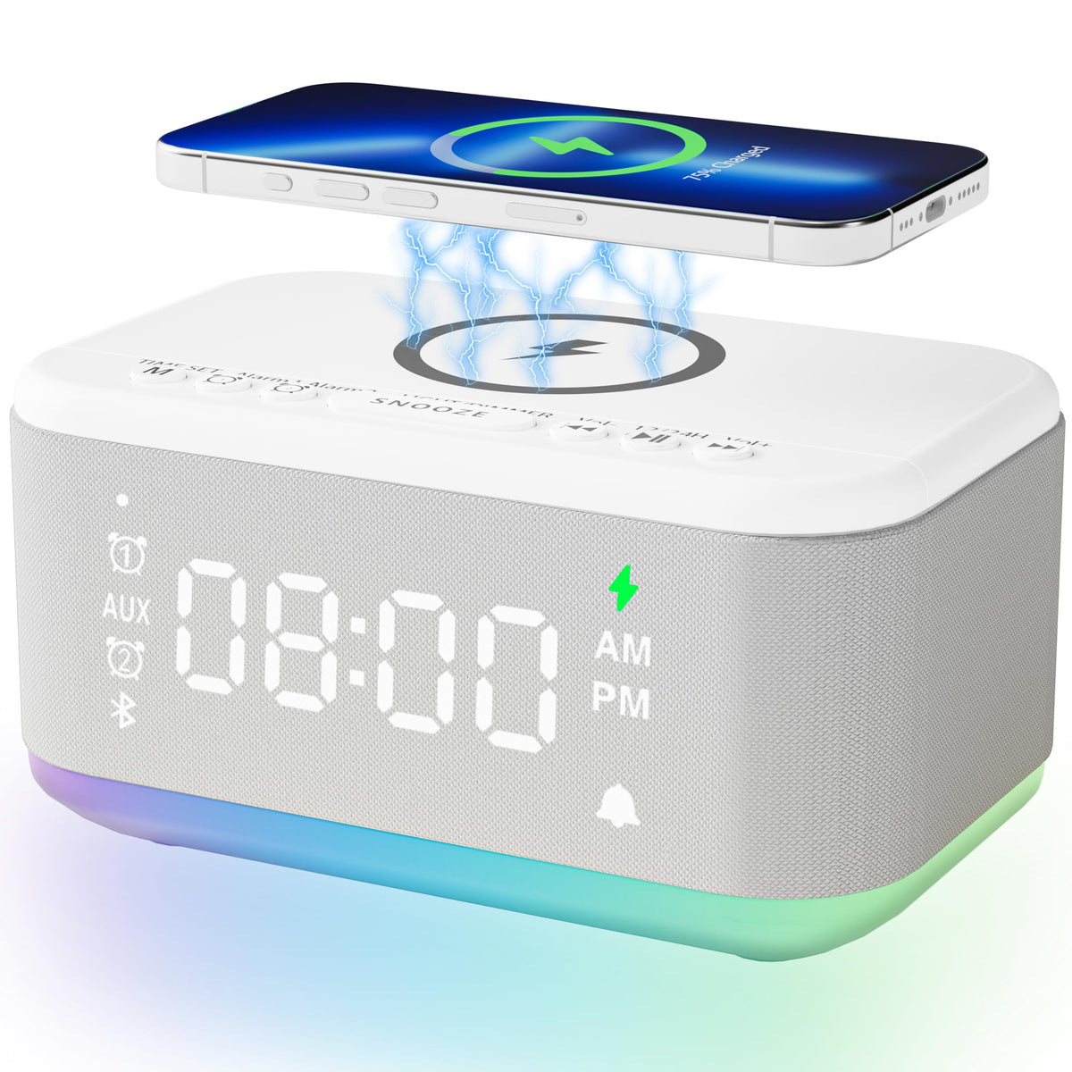 Broserengy Tech alarm clock display with clear time syncing for easy mornings.