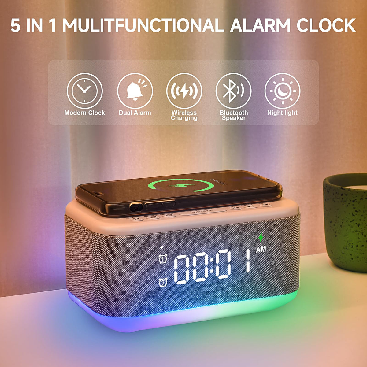Broserengy Tech alarm clock wireless charger pad powers your phone