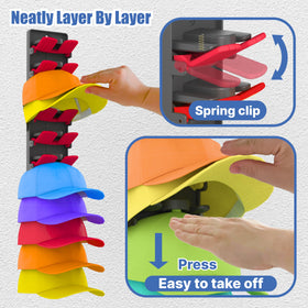 BRUBEQO 20-cap display on wall demonstrates space-saving organization for closets.
